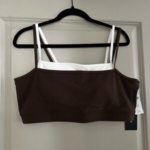 YPB (Abercrombie) Brown and White Layered Sports Bra